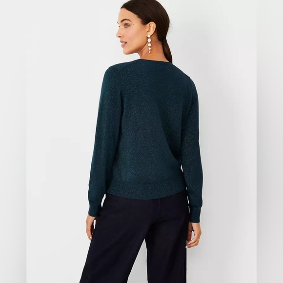 Ann Taylor NWOT Petite Sparkle Ann Cardigan in Midnight‎ Multi Blue Green Size S - Picture 2 of 7